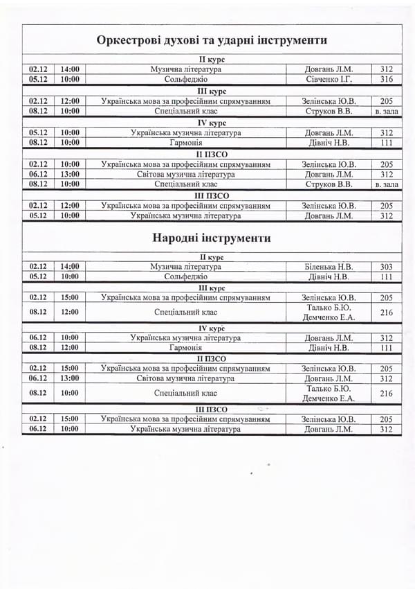 Розклад зимової сесії